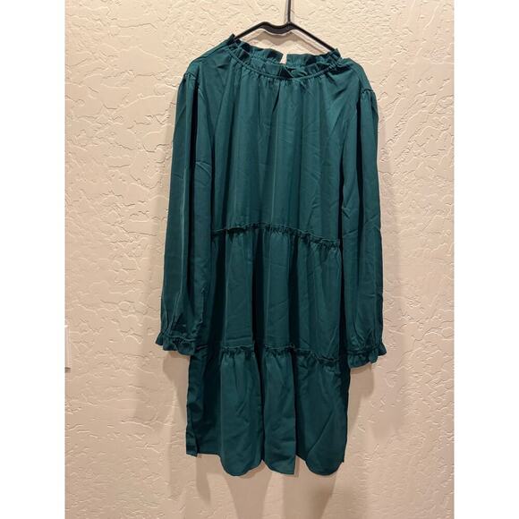 Lularoe Annabelle Dress Long Sleeve, Tiered, Knee Length, Green, XL, NWT - Picture 1 of 3